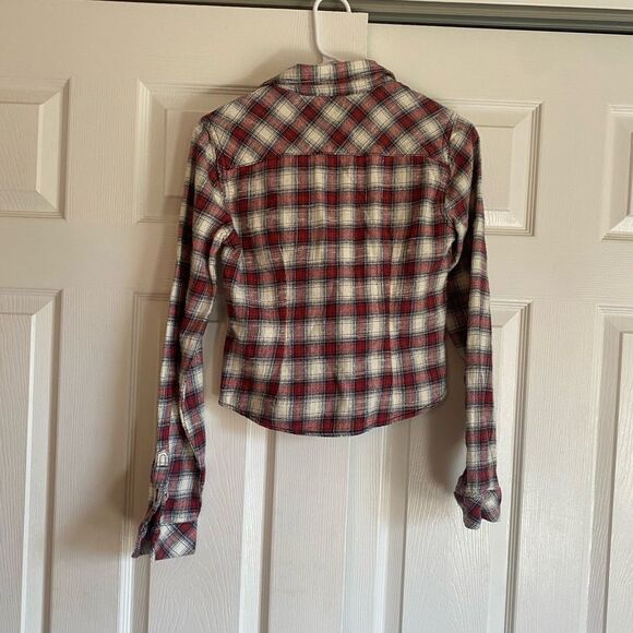 NWT Urban Outfitters size small Dakota cropped red white flannel button up - Picture 3 of 9